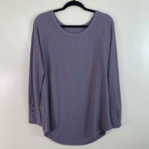 Chaser long sleeve purple waffle knit top